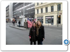 Donna & Lizz at Checkpoint Charlie