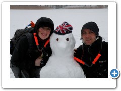 Madeleine Anders and snowman