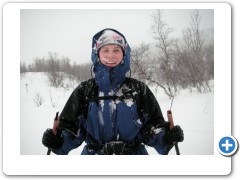 skiing in a snowstorm