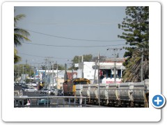Railway goes along the street in Rockhampton